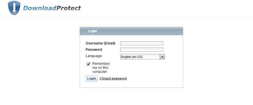 Members area login screen