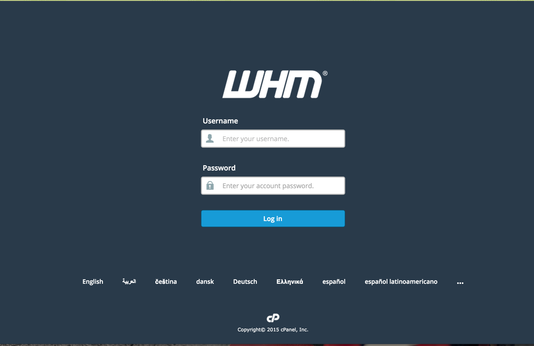 WHM Login Screenshot