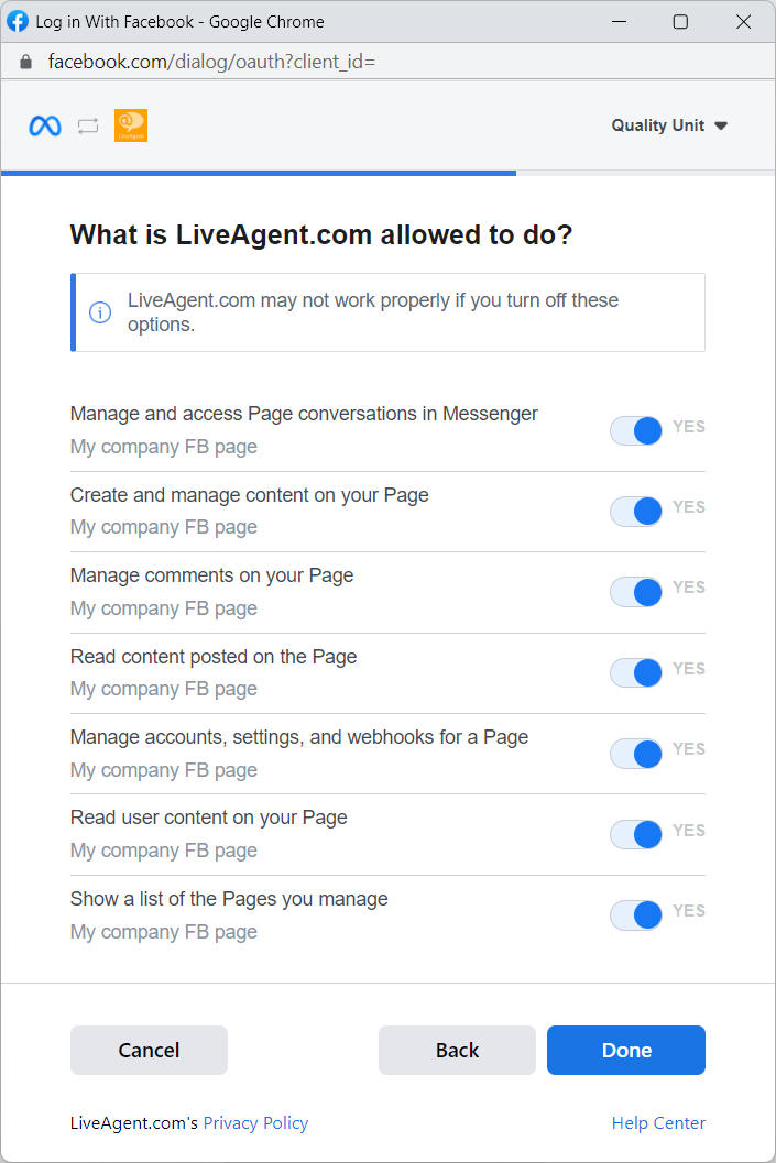 How to configure integrated Facebook login